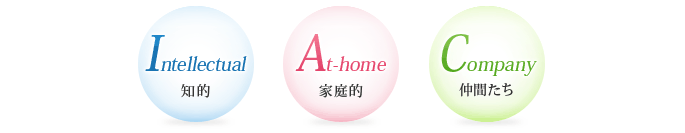 Intelligent(知的)・At-home(家庭的)・Company(仲間たち) Intelligent(知的)・At-home(家庭的)・Company(仲間たち)